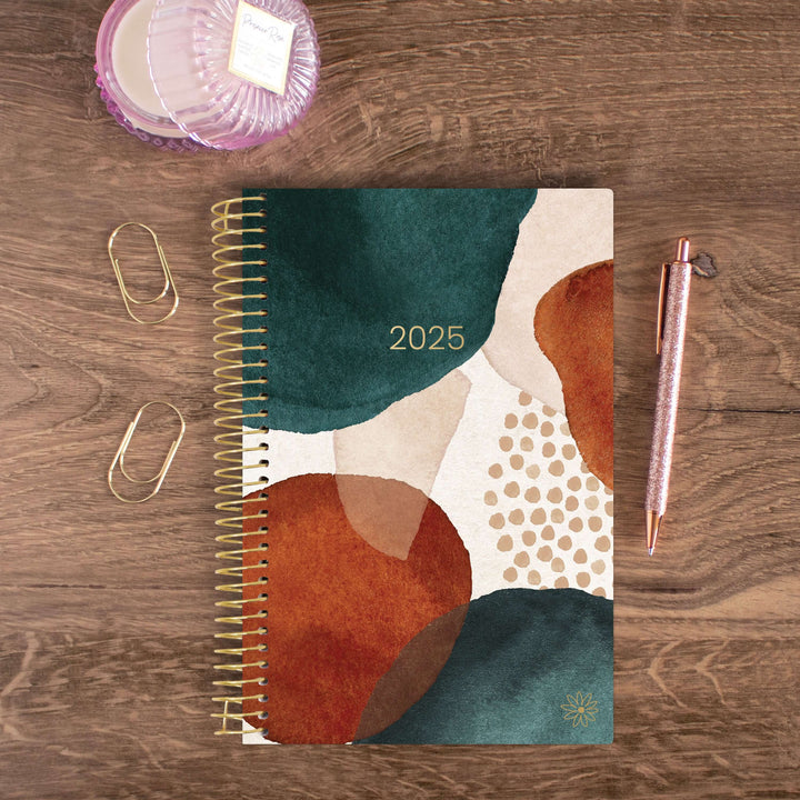2025 Soft Cover Planner, 5.5" x 8.25", Earthy Abstract, Green