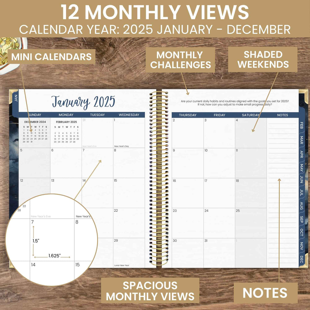 2025 Vision Planner, 7.5" x 9", Midnight Sky