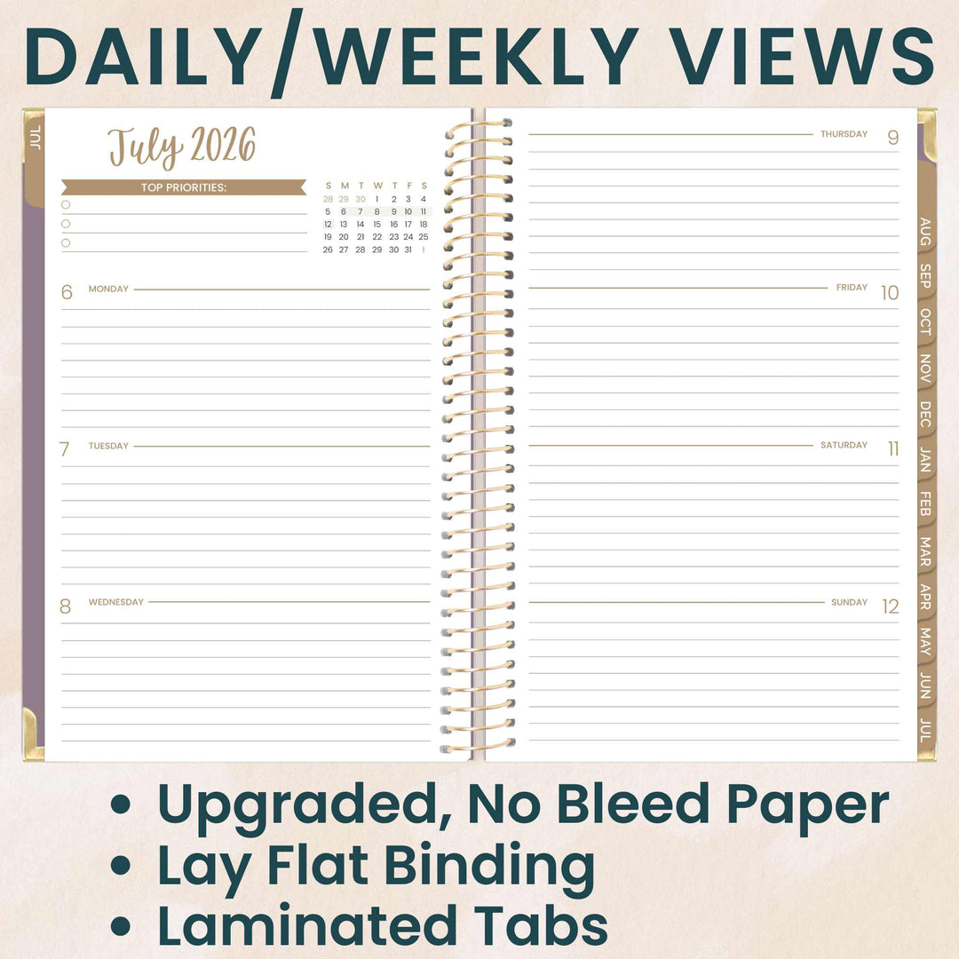 2026-27 Hard Cover Planner, 5.5" x 8.25" | Purple Linen - bloom daily planners