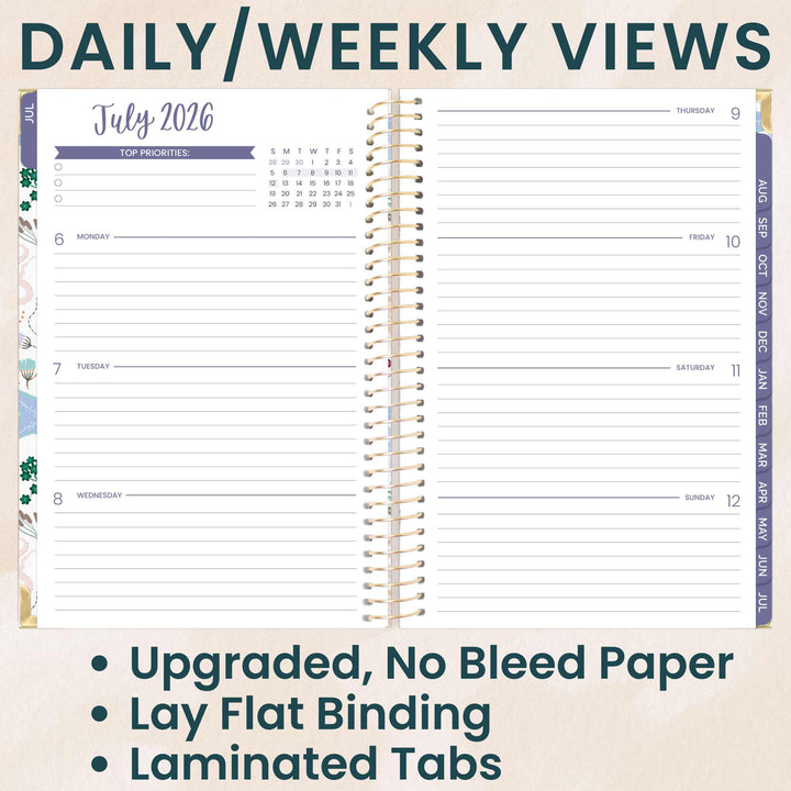 2026-27 Hard Cover Planner, 5.5" x 8.25" | Seaside Whimsy - bloom daily planners