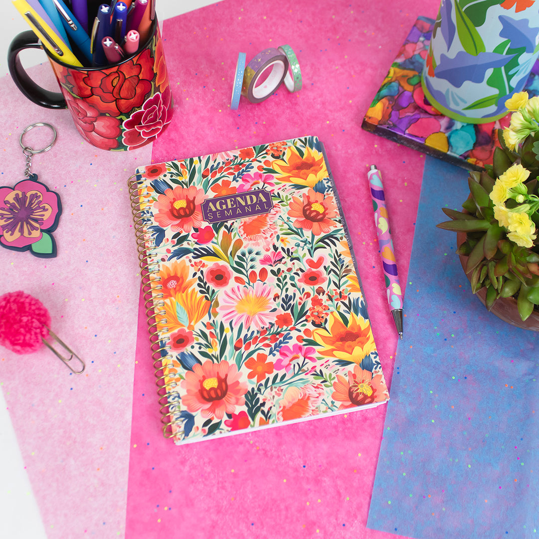 Undated Spanish Planner, Cheerful Garden