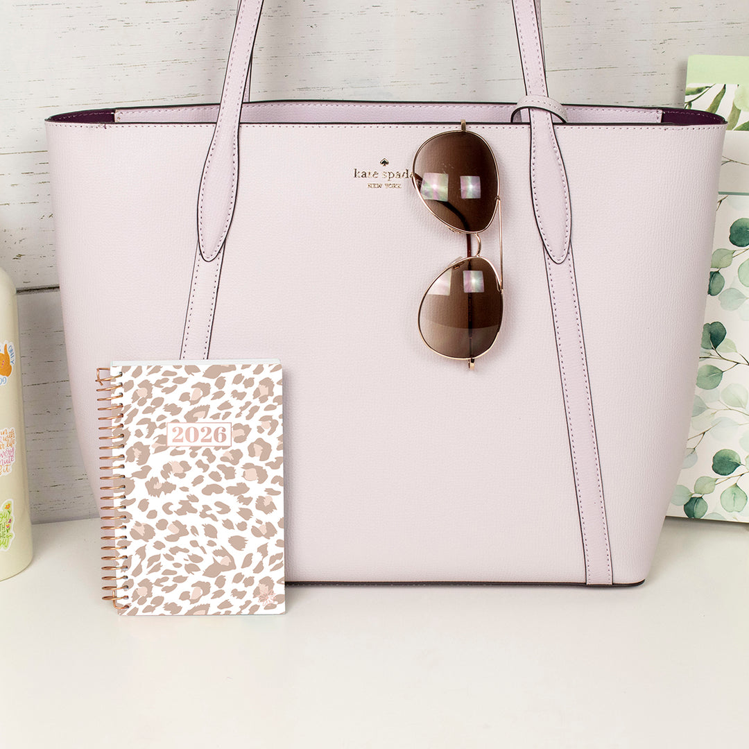 2026 Soft Cover Planner, 4" x 6", Tan Leopard