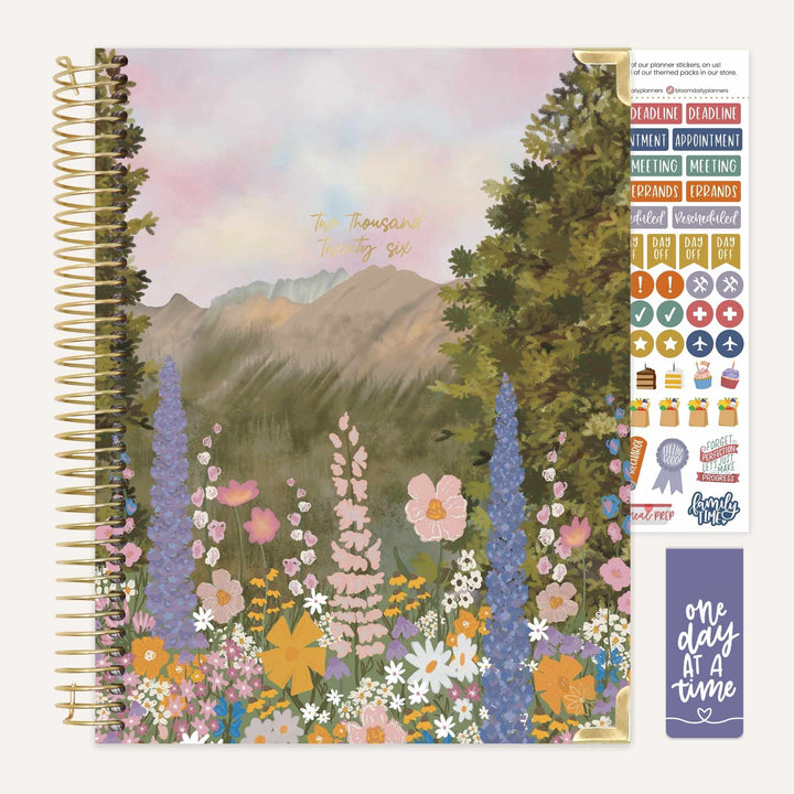 2026 Hard Cover Planner, 8.5" x 11", Wildflower Mountainside