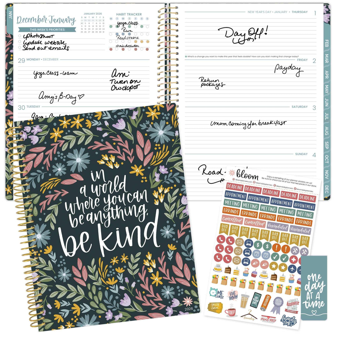 2026 Soft Cover Planner, 8.5" x 11", Be Kind