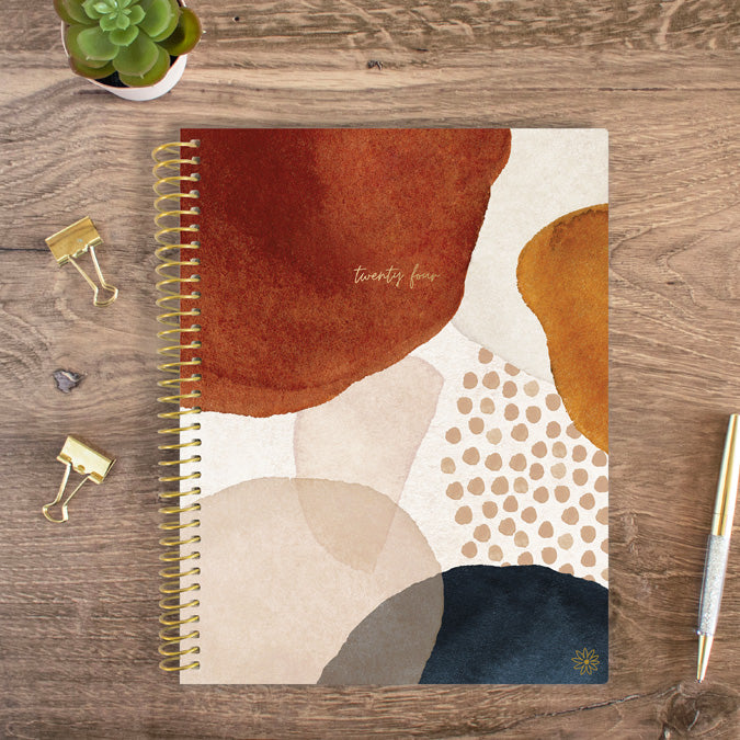 2024 Soft Cover Planner, 8.5" x 11", Earthy Abstract, Blue