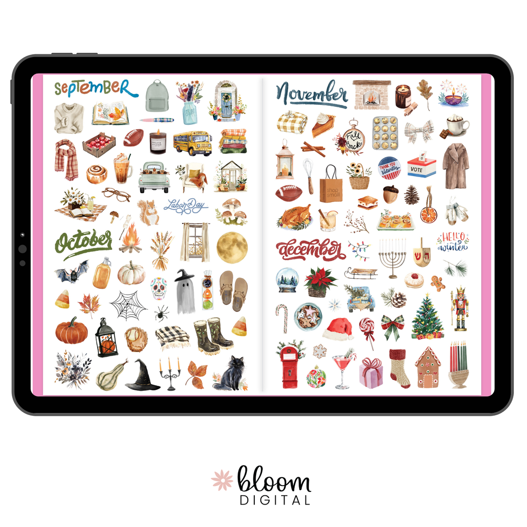 Digital Planner Stickers | Watercolor Holiday