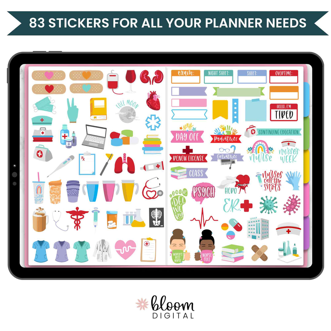 Digital Sticker Pack, Nursing Stickers