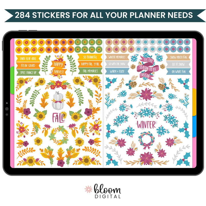 Digital Sticker Pack, Decorative Florals