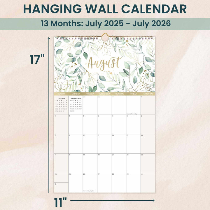 2025-26 Hanging Calendar, 11" x 17", Seasonal