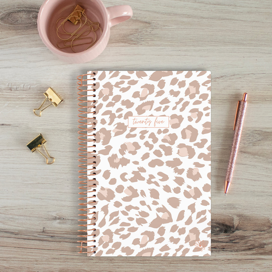 2025 Soft Cover Planner, 5.5" x 8.25", Tan Leopard