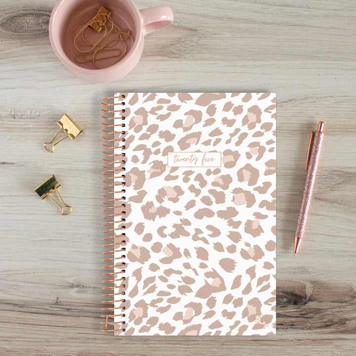 2025 Soft Cover Planner, 5.5" x 8.25", Tan Leopard