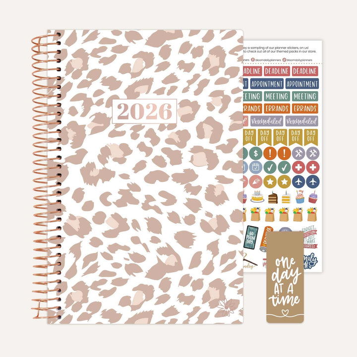 2026 Soft Cover Planner, 5.5" x 8.25", Tan Leopard