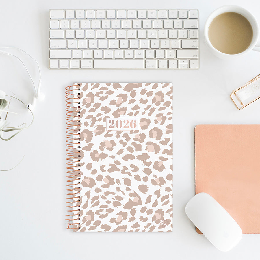 2026 Soft Cover Planner, 5.5" x 8.25", Tan Leopard