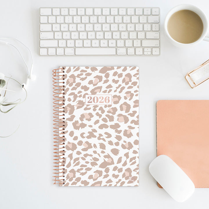 2026 Soft Cover Planner, 5.5" x 8.25", Tan Leopard