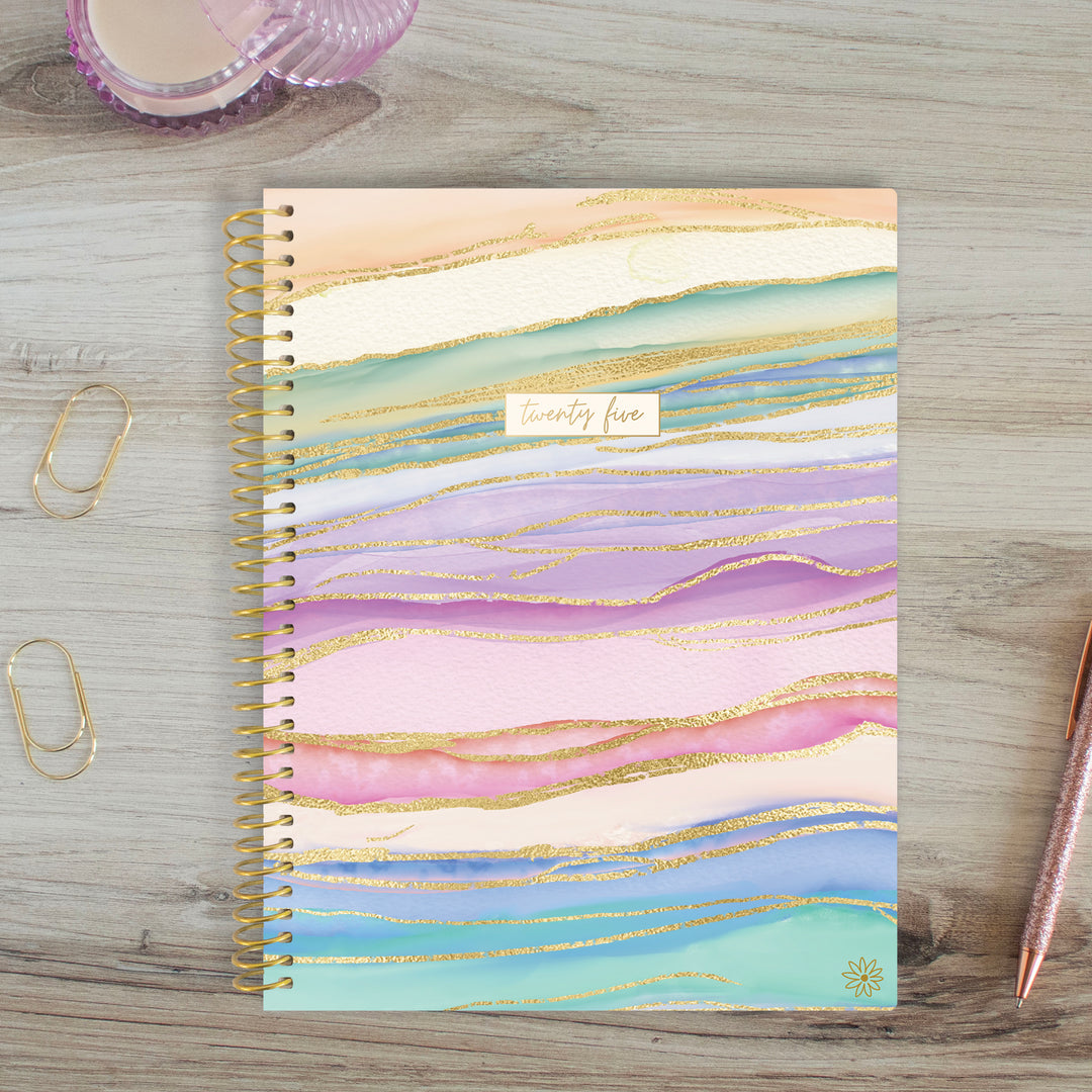 2025 Soft Cover Planner, 8.5" x 11", Watercolor Waves