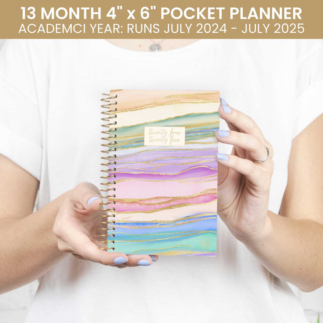 2024-25 Soft Cover Planner, 4" x 6", Watercolor Waves