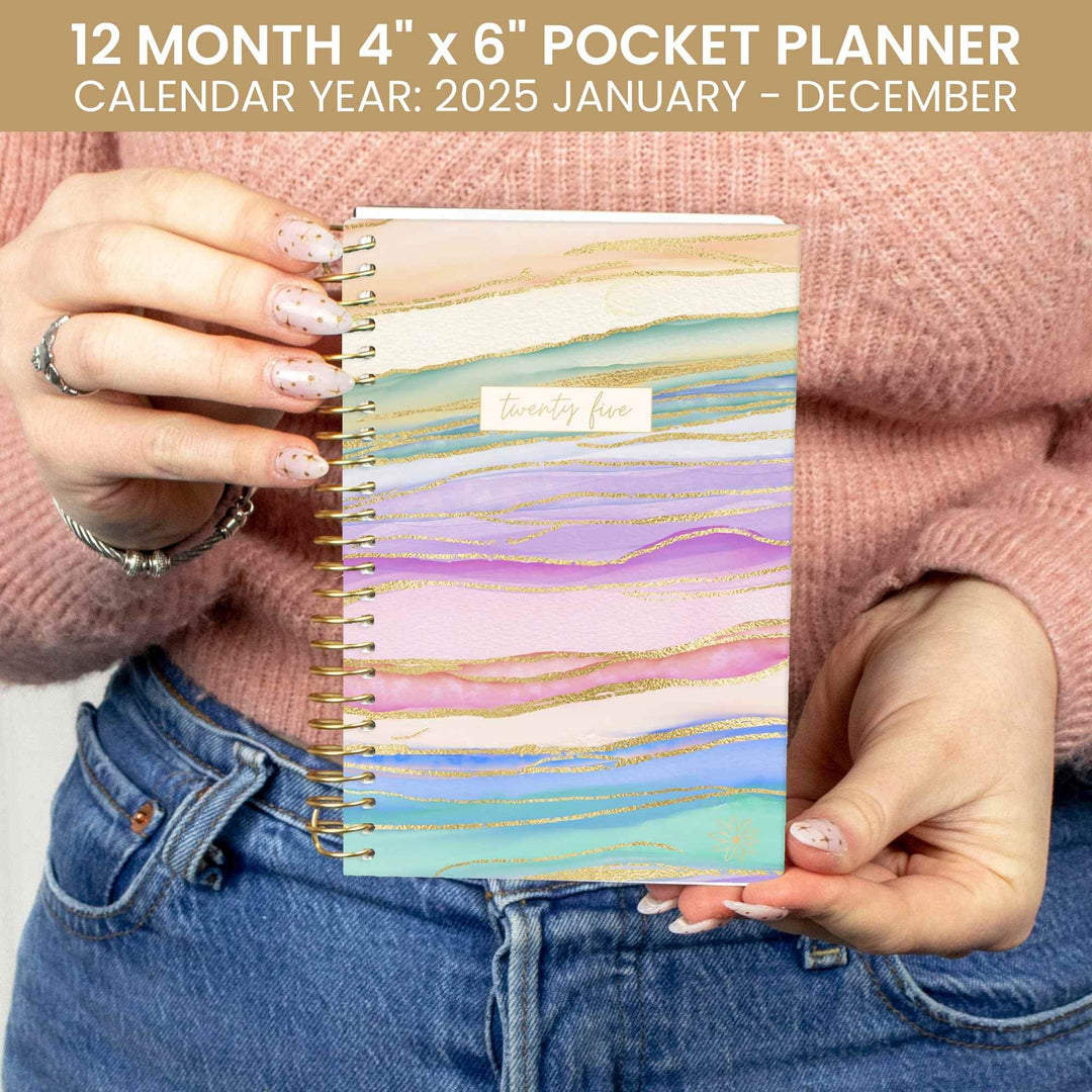 2025 Soft Cover Planner, 4" x 6", Watercolor Waves