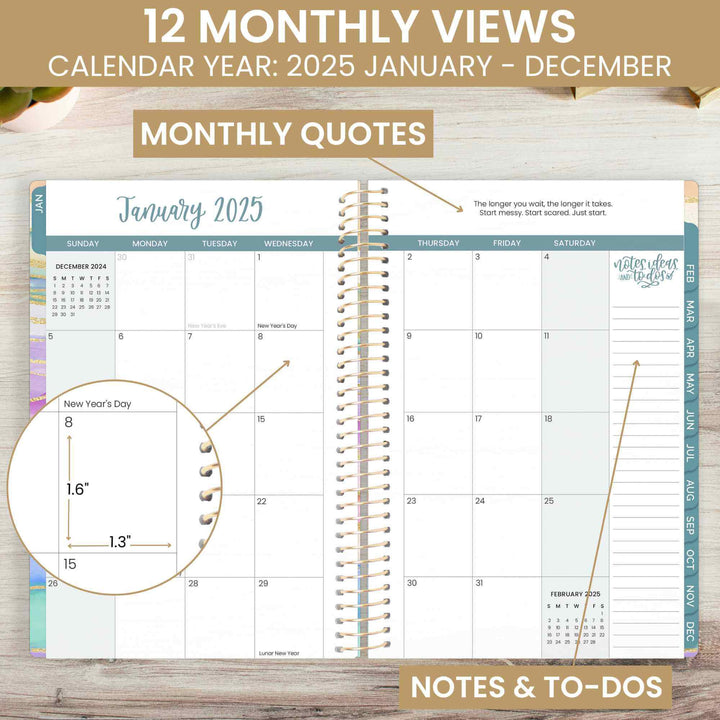 2025 Soft Cover Planner, 5.5" x 8.25", Watercolor Waves