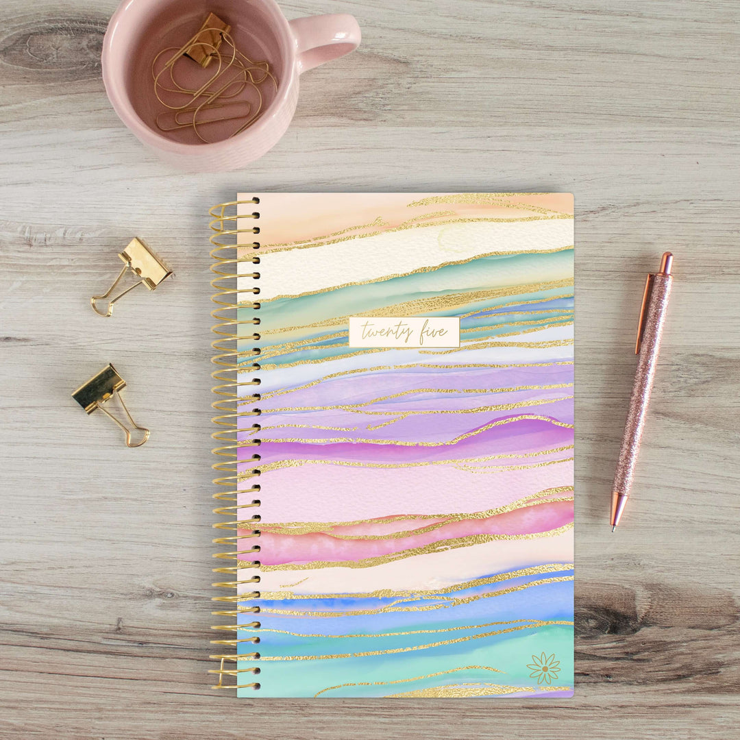 2025 Soft Cover Planner, 5.5" x 8.25", Watercolor Waves