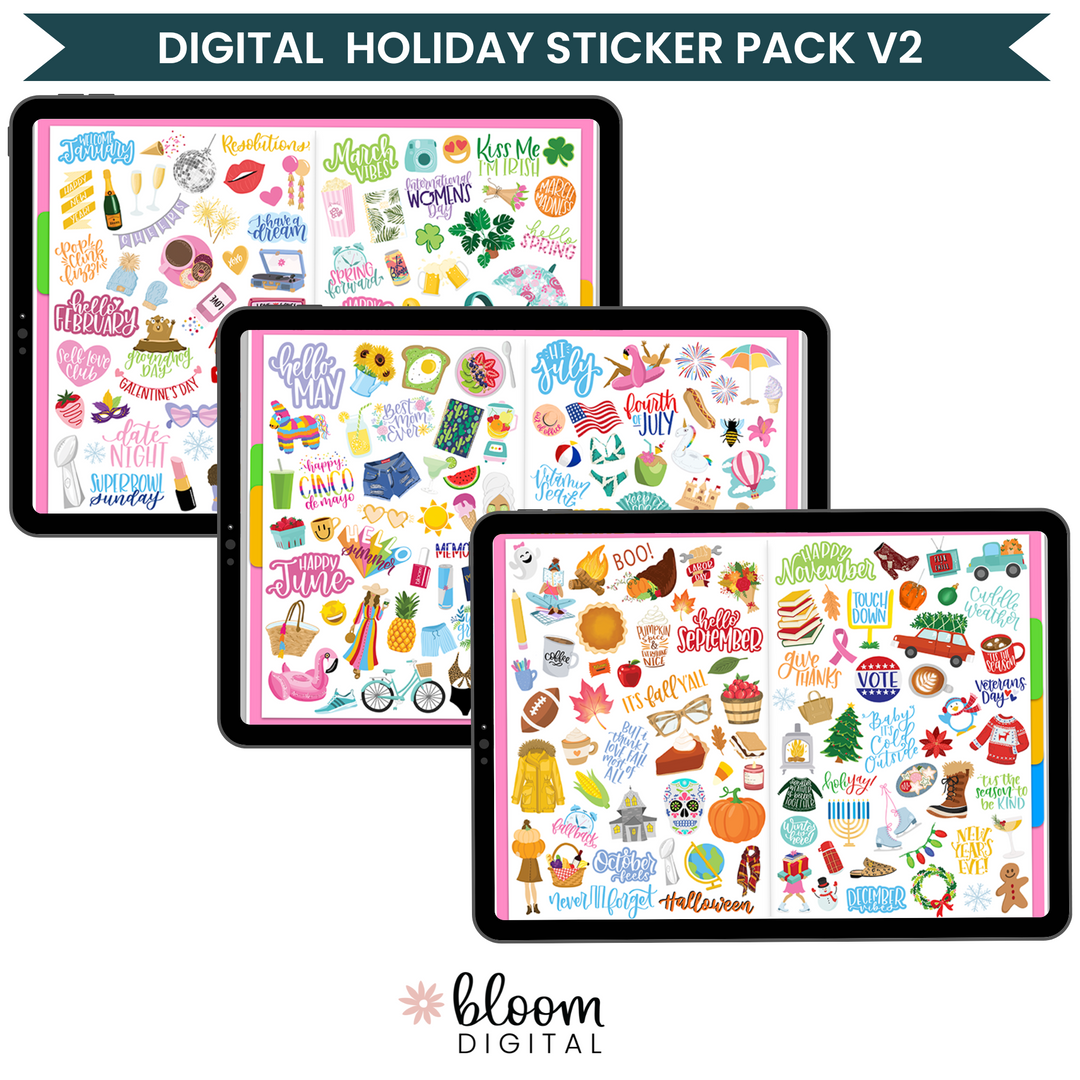 Digital Sticker Pack, Holiday Stickers V2