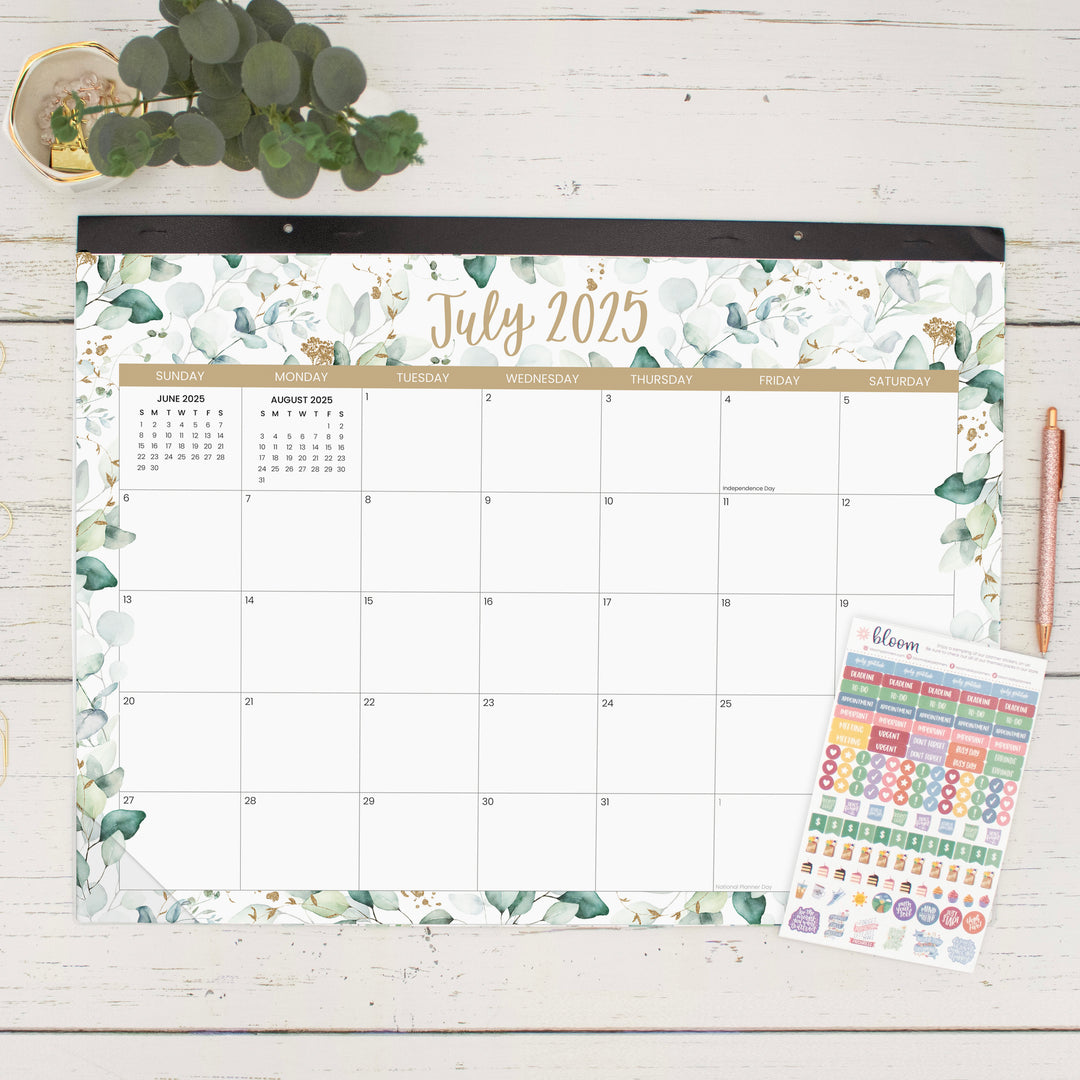 2025-26 Desk & Wall Calendar, 16" x 21", Greenery