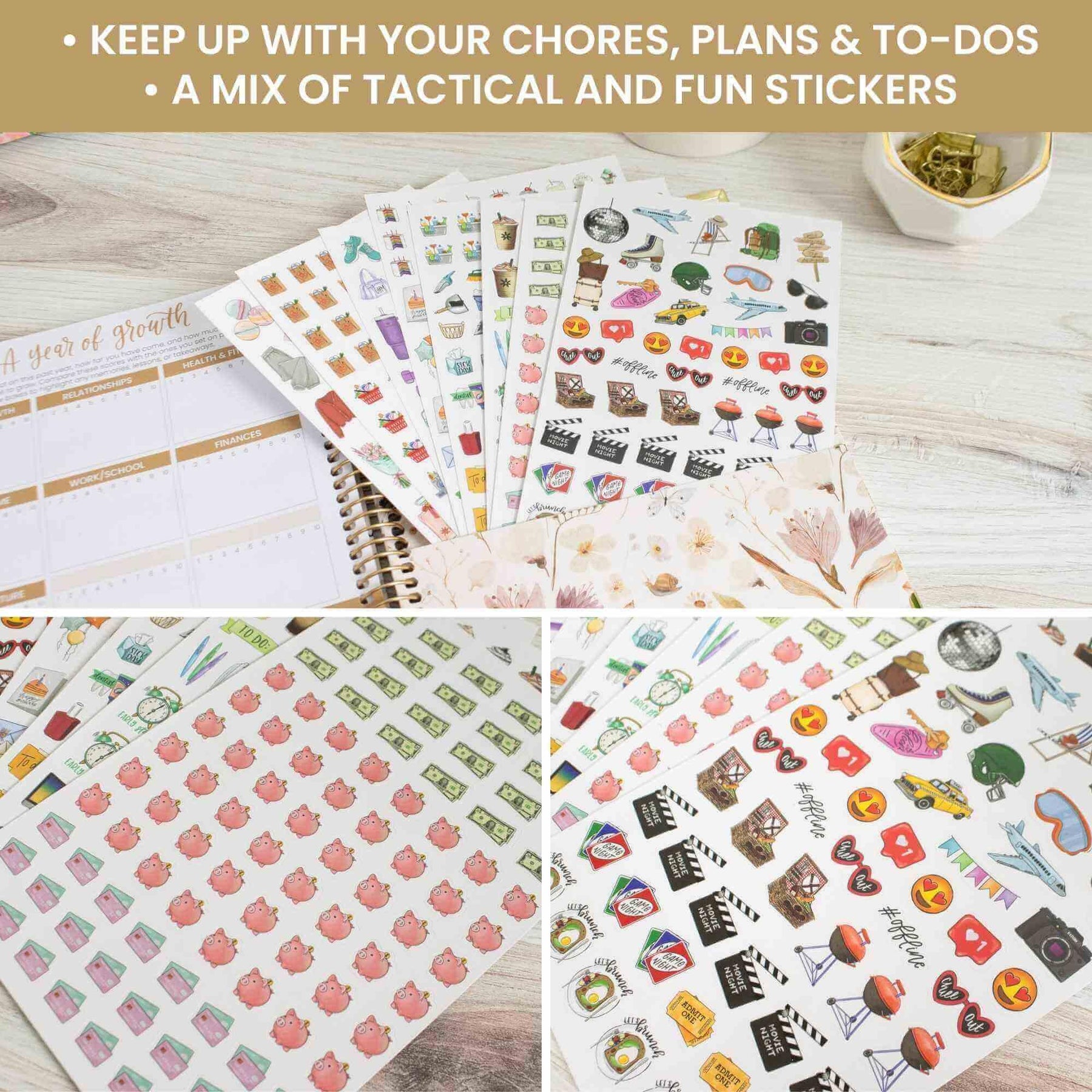 Sticker For Plan Planner Sticker Pack | Hand-Drawn Essential Stickers for Planning ...