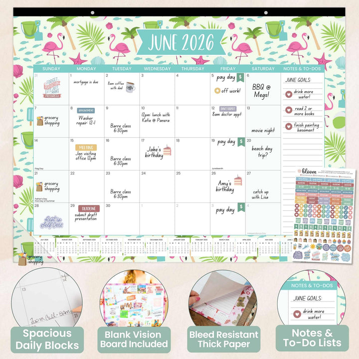 2025-26 Desk & Wall Calendar, 16" x 21", Holiday Icons