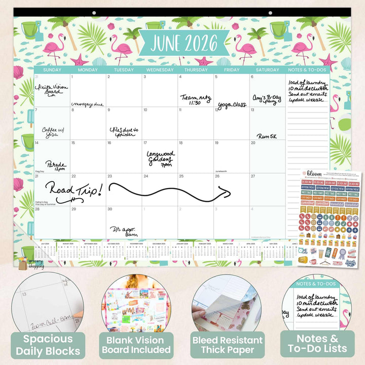 2026 Desk & Wall Calendar, 16" x 21", Holiday Icons