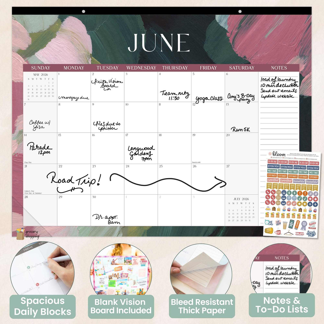 2026 Desk & Wall Calendar, 16" x 21", Paint Strokes
