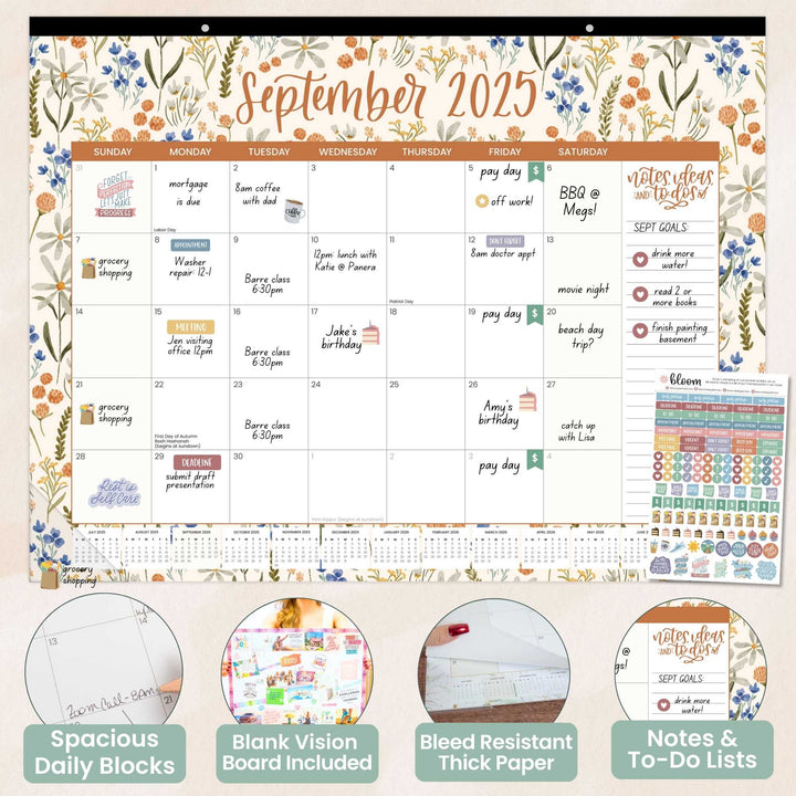 2025-26 Desk & Wall Calendar, 16" x 21", Seasonal