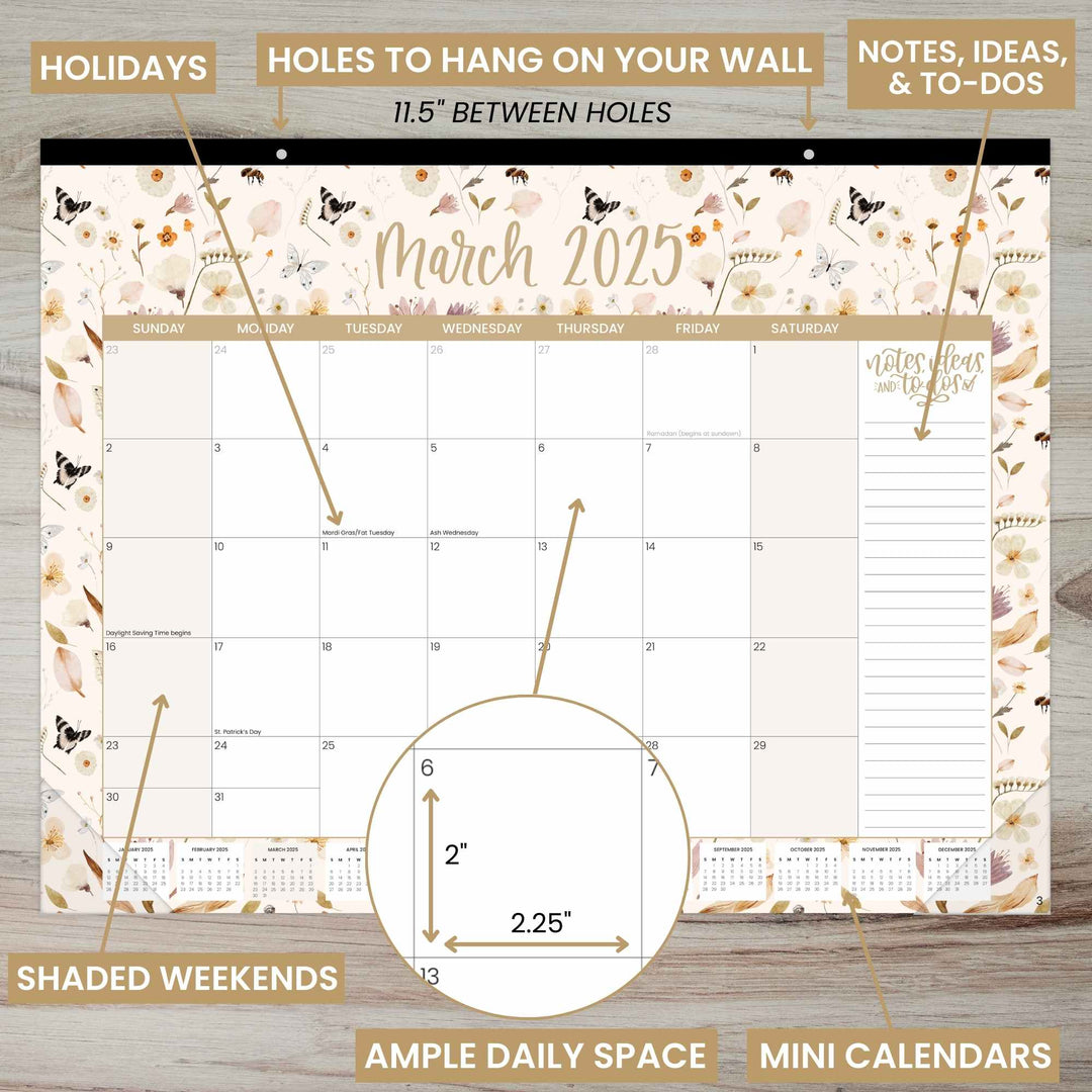 2025 Desk Calendar, 16" x 21", Seasonal