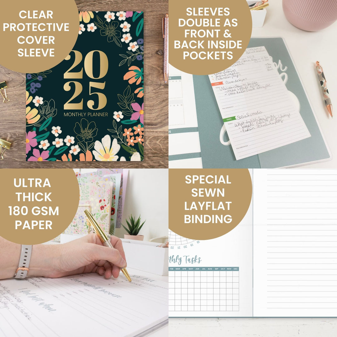 2025 Monthly Planner, 9" x 12", Blooming Wildly