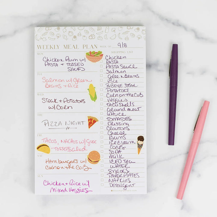 Planning Pad, 6" x 9", Meal Planning Pad with Magnets, Modern Gold