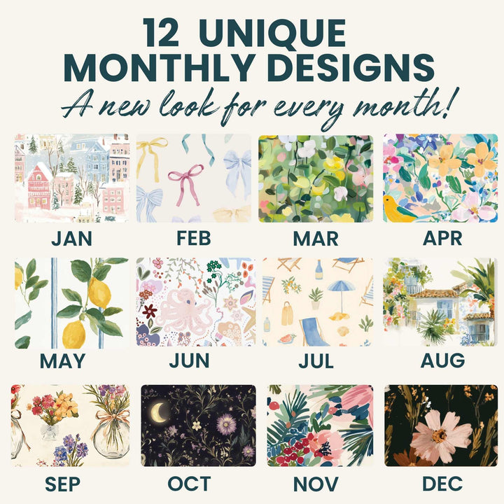 All 12 months of the 2027 bloom Standing Desk Calendar laid out January through December.