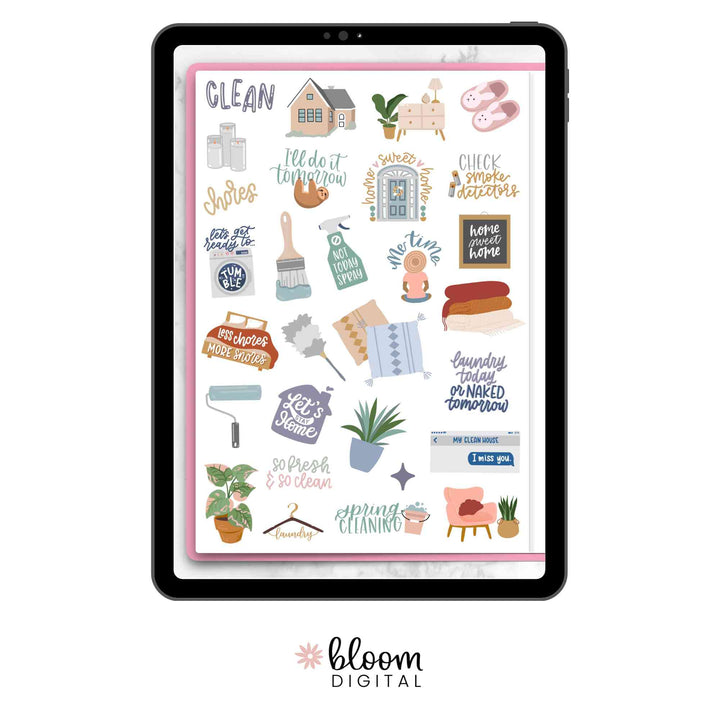 Digital Sticker Pack, Household Chores Stickers