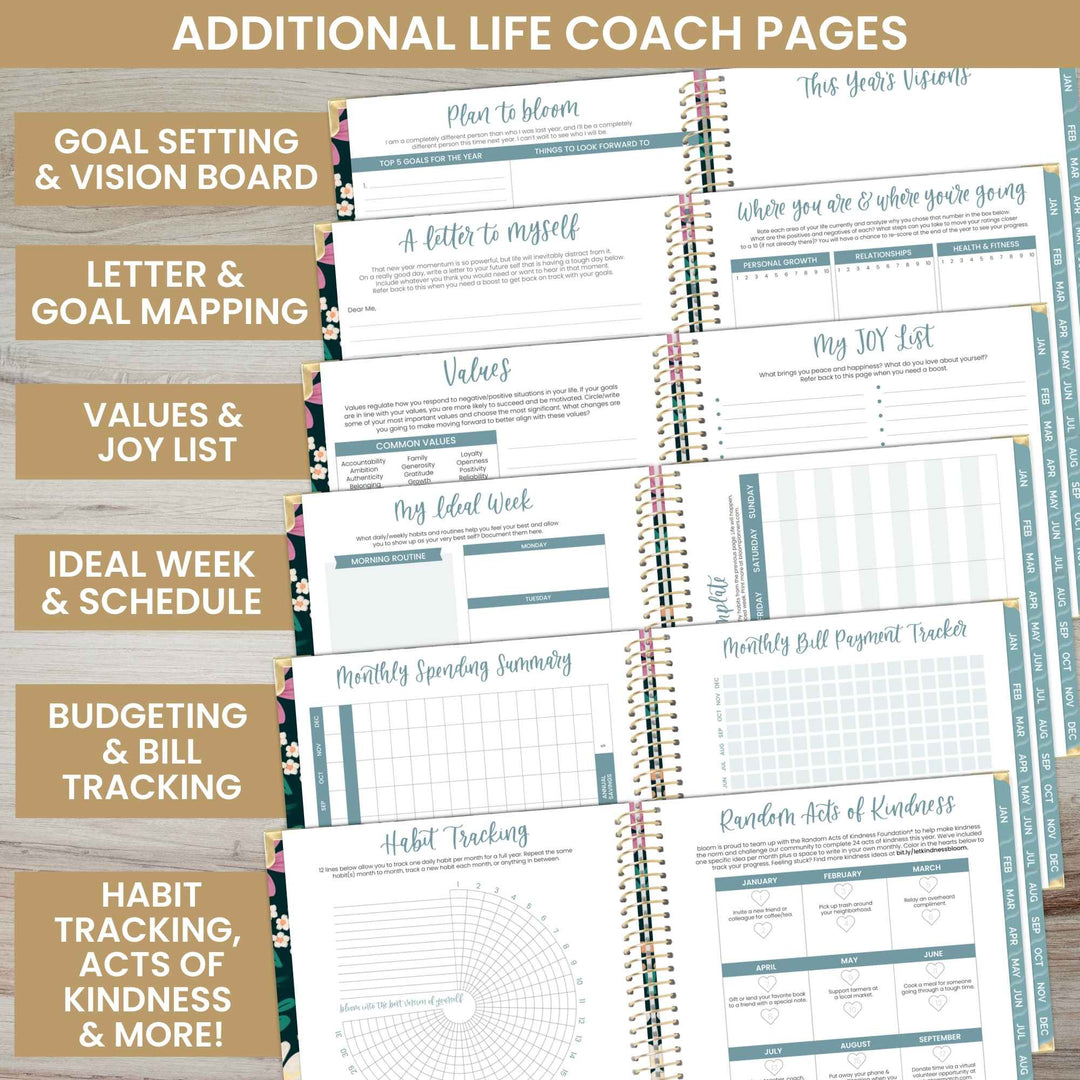 2025 Hard Cover Planner, 8.5" x 11", Blooming Wildly