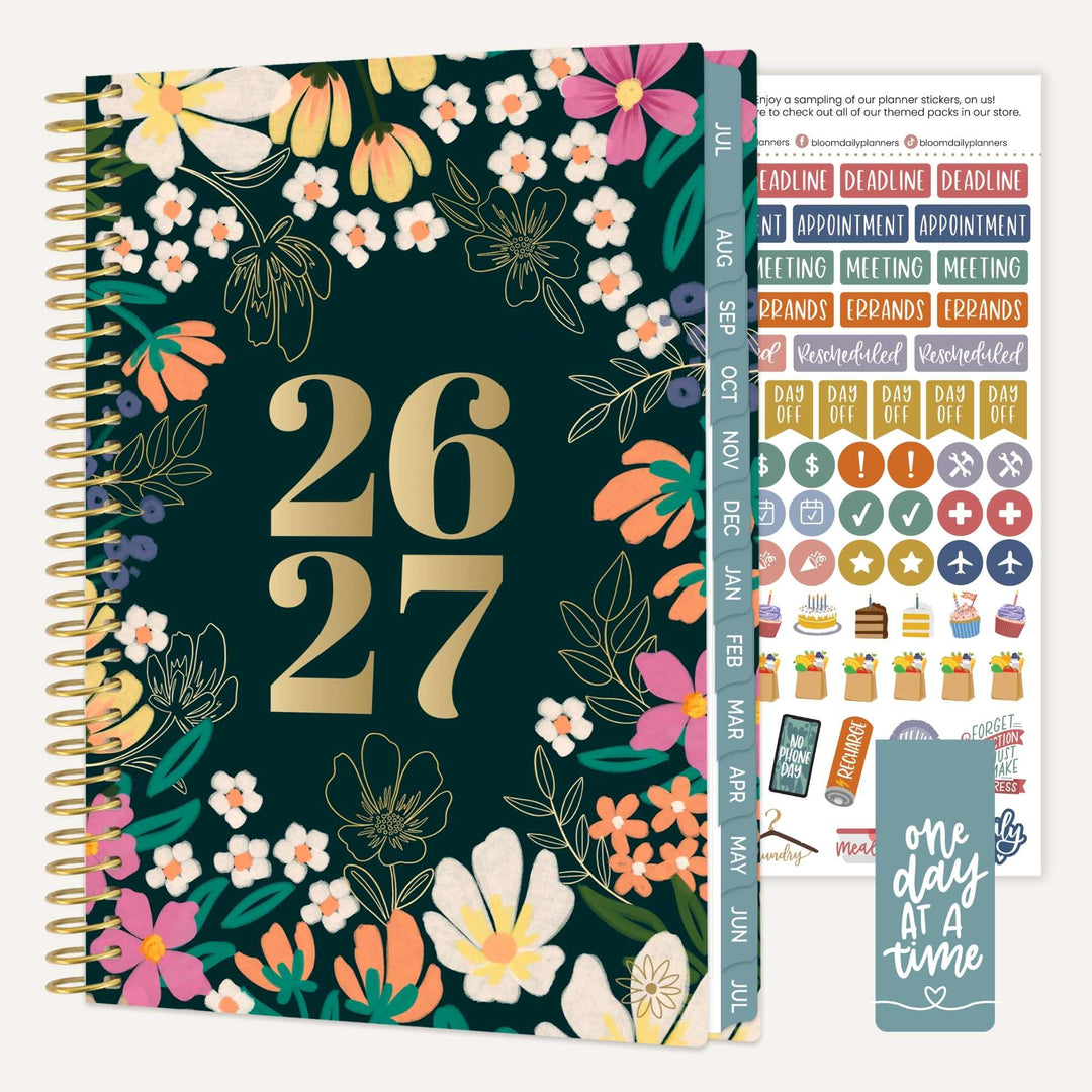 2026-27 Soft Cover Planner, 5.5" x 8.25" | Blooming Wildly - bloom daily planners