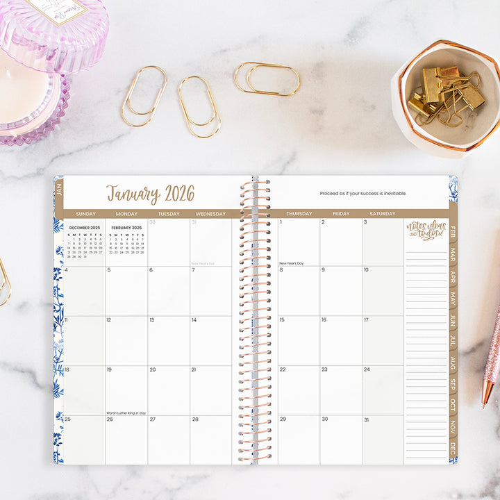2026 Soft Cover Planner, 5.5" x 8.25", Blue & White Floral