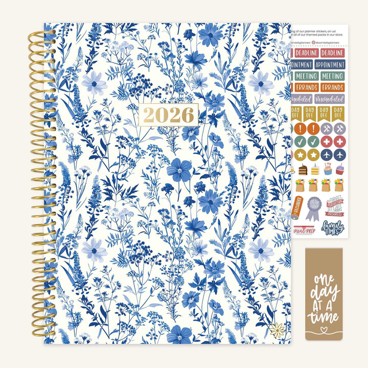 2026 Soft Cover Planner, 8.5" x 11", Blue & White Floral
