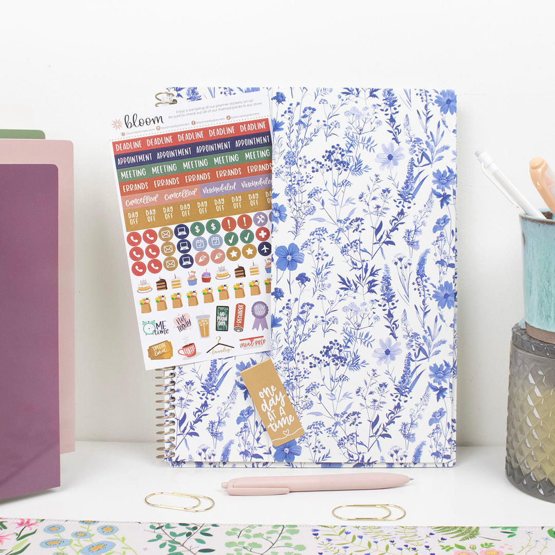2026 Soft Cover Planner, 8.5" x 11", Blue & White Floral