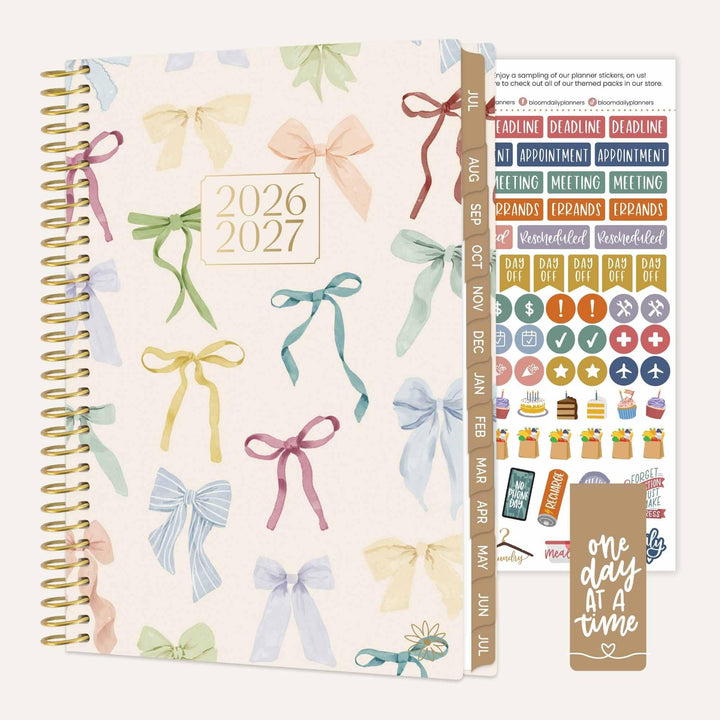 2026-27 Soft Cover Planner, 5.5" x 8.25" | Bows - bloom daily planners