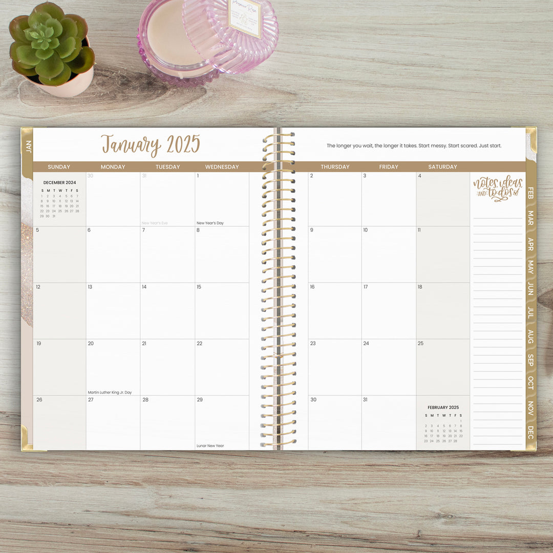 2025 Hard Cover Planner, 8.5" x 11", Brushed Beige