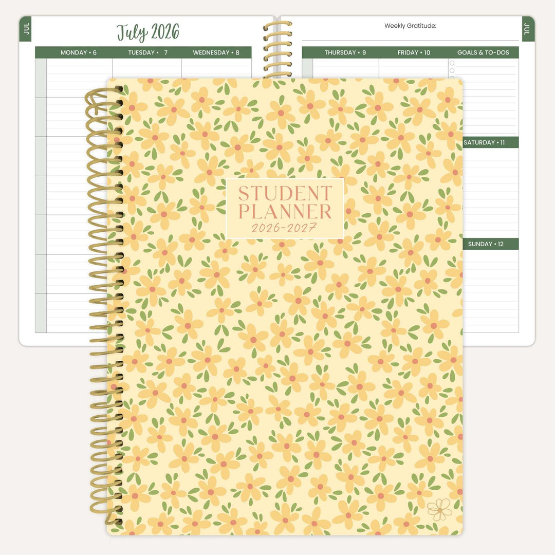 2026–27 Daisy Column Academic Planner, 7" x 9" | Butter Yellow Daisies - bloom daily planners