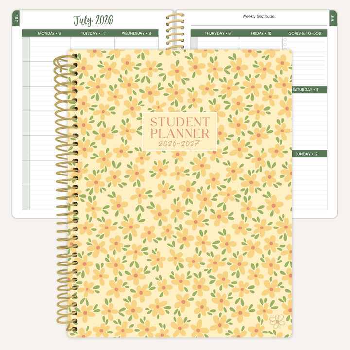 2026–27 Daisy Column Academic Planner, 7" x 9" | Butter Yellow Daisies - bloom daily planners
