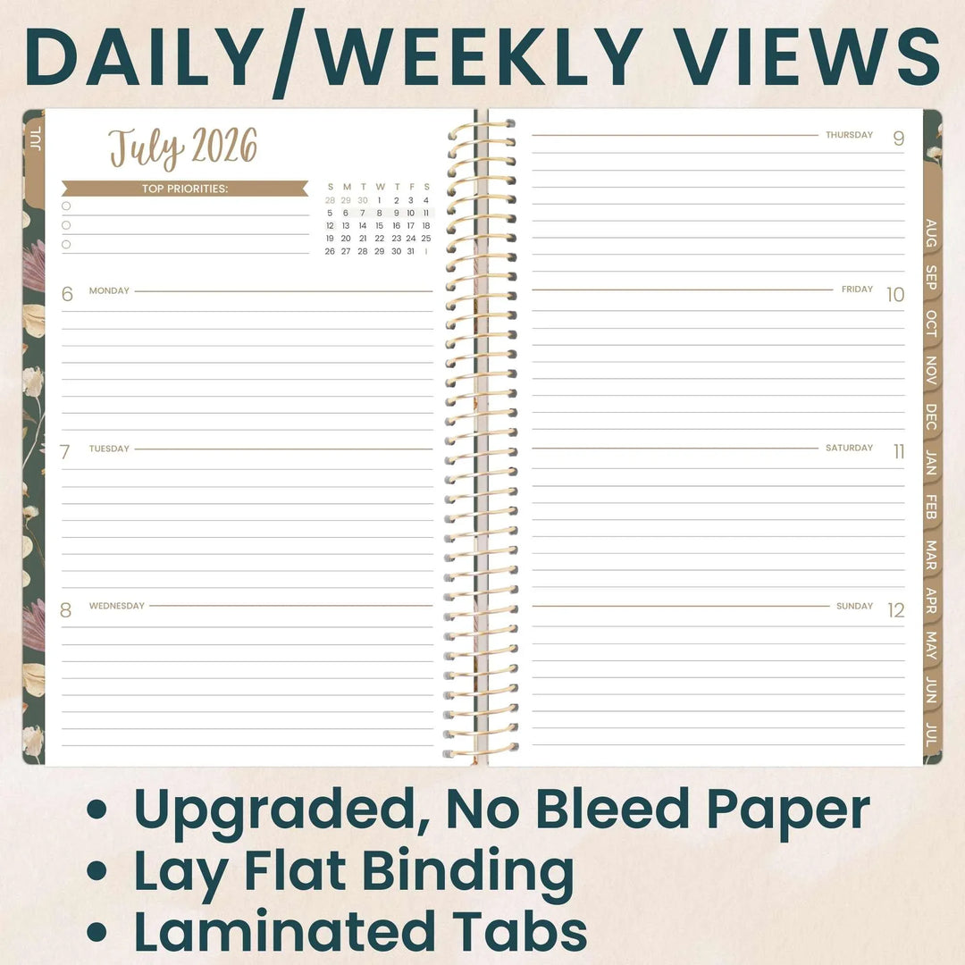 2026-27 Soft Cover Planner, 5.5" x 8.25" | Butterfly Garden - bloom daily planners