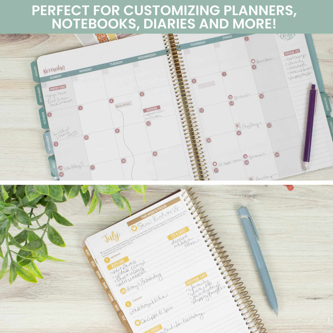 Planner Stickers, Calendar Essentials Pack, Retro Rainbow