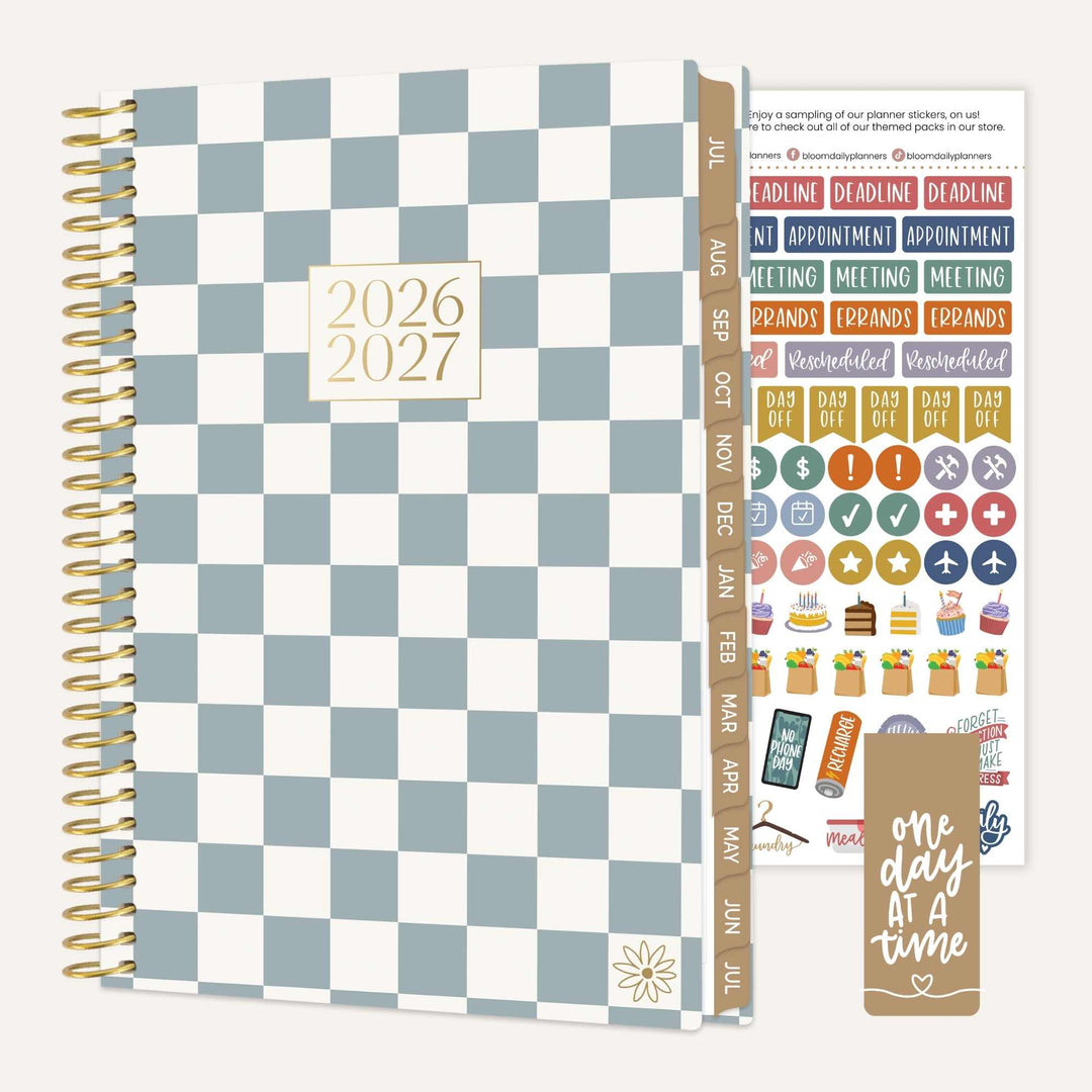 2026–27 Soft Cover Planner, 5.5" x 8.25" | Checkered - bloom daily planners