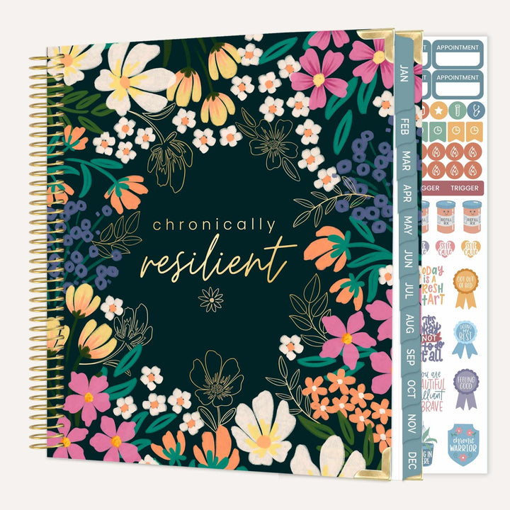 Floral-themed planner with &