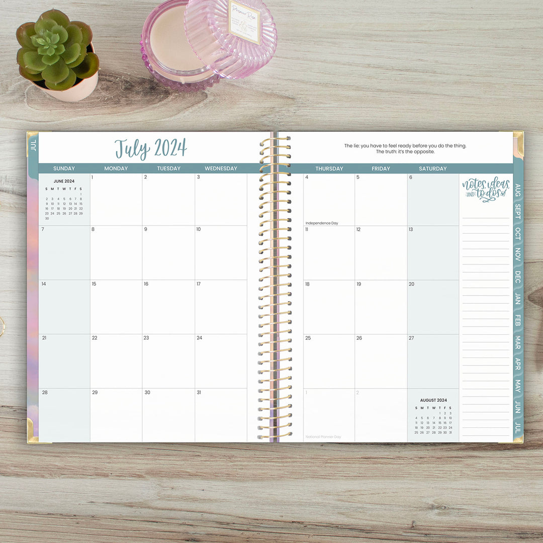 2024-25 Hard Cover Planner, 8.5" x 11", Cotton Candy Clouds