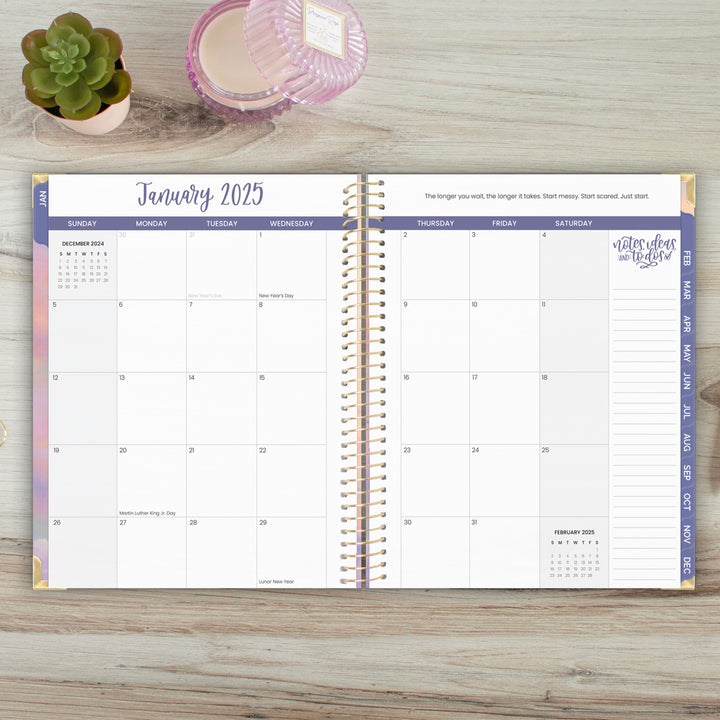 2025 Hard Cover Planner, 8.5" x 11", Cotton Candy Clouds